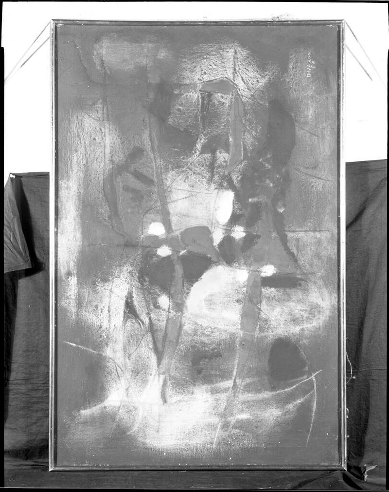 Composição abstrata em óleo de Jacques Duthoo