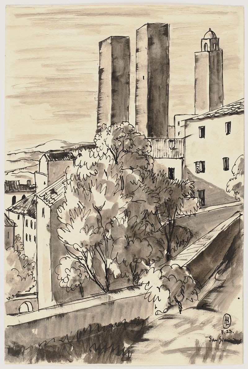 Landscape of San Gimignano by Hermann Lismann, oil painting