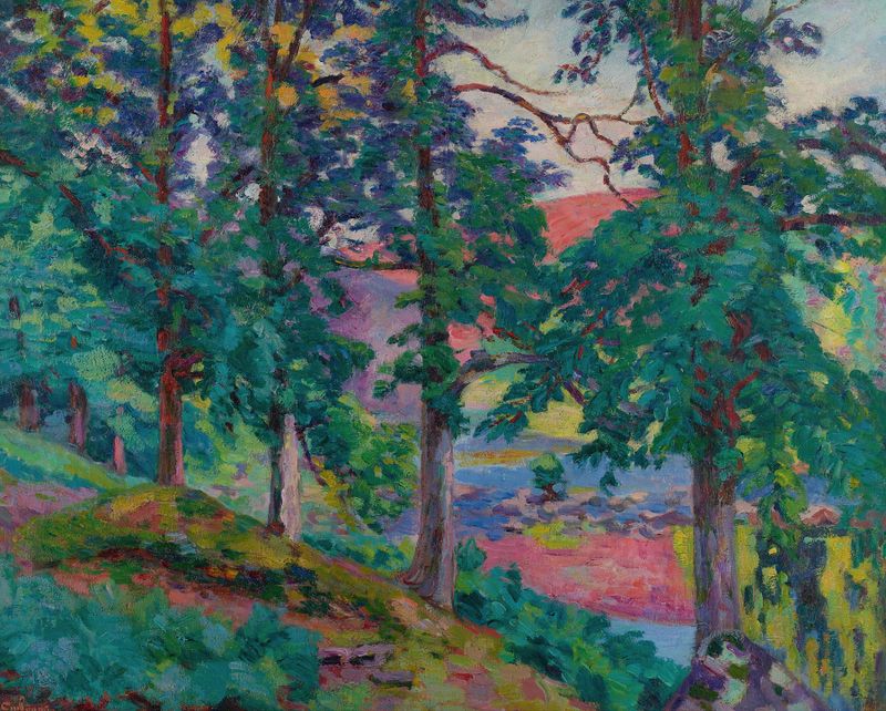 Paysage De La Creuse de Armand Guillaumin, óleo sobre lienzo que muestra campos vibrantes y luz natural.