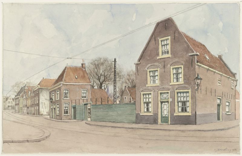 Escena arquitectónica que muestra la calle de Haarlem en la luz de la mañana por Hendrik Jan Wesseling