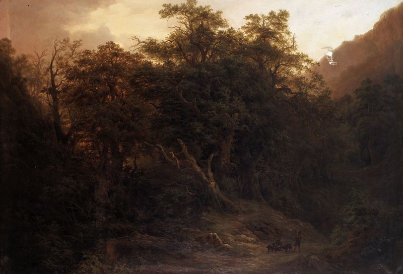Woodland Scene at Alife in the Abruzzo, oil on canvas by Edouard De Vigne