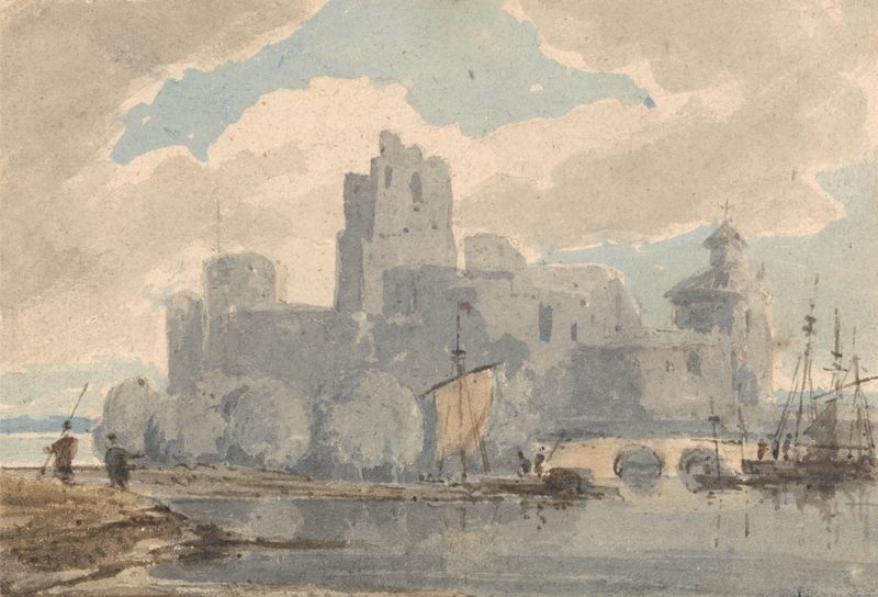 Castle on the sea coast, oil on canvas by John Henderson