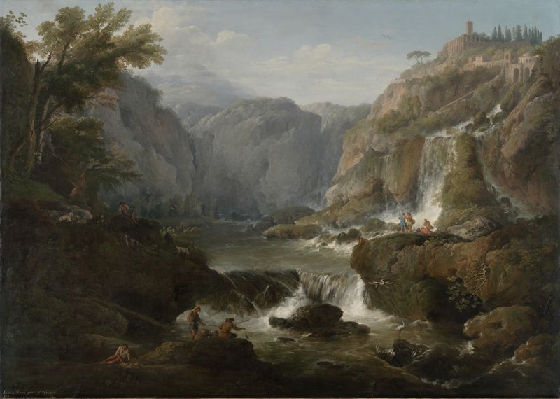 The Waterfalls at Tivoli, Rococo oil painting by Claude-Joseph Vernet