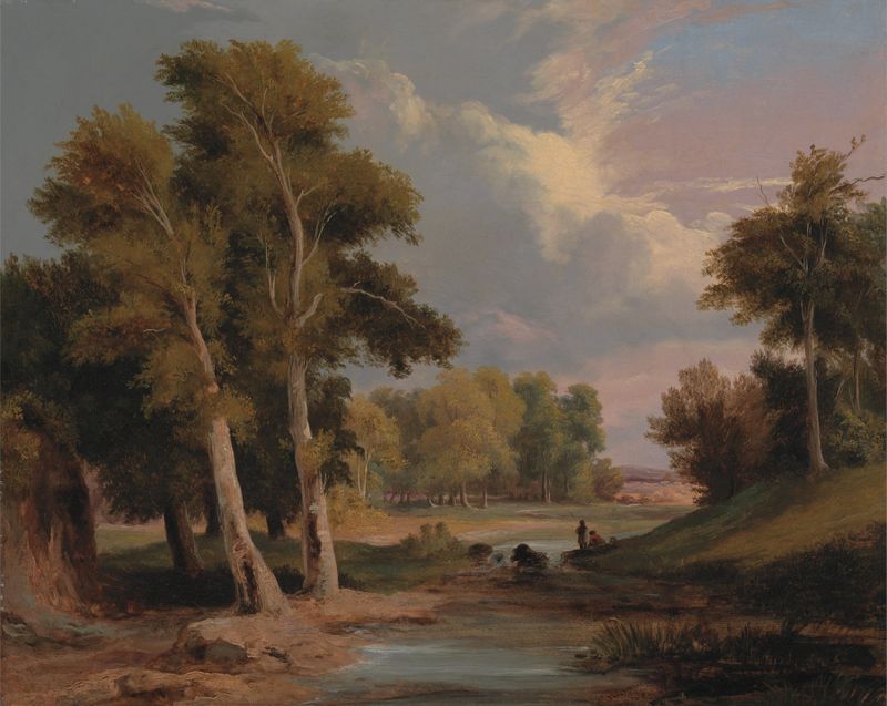 A Wooded River Landscape with Fishermen by James Arthur O'Connor, oil painting