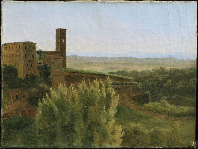 Landscape of Tivoli featuring the church of San Silvestro, oil painting by François-Marius Granet