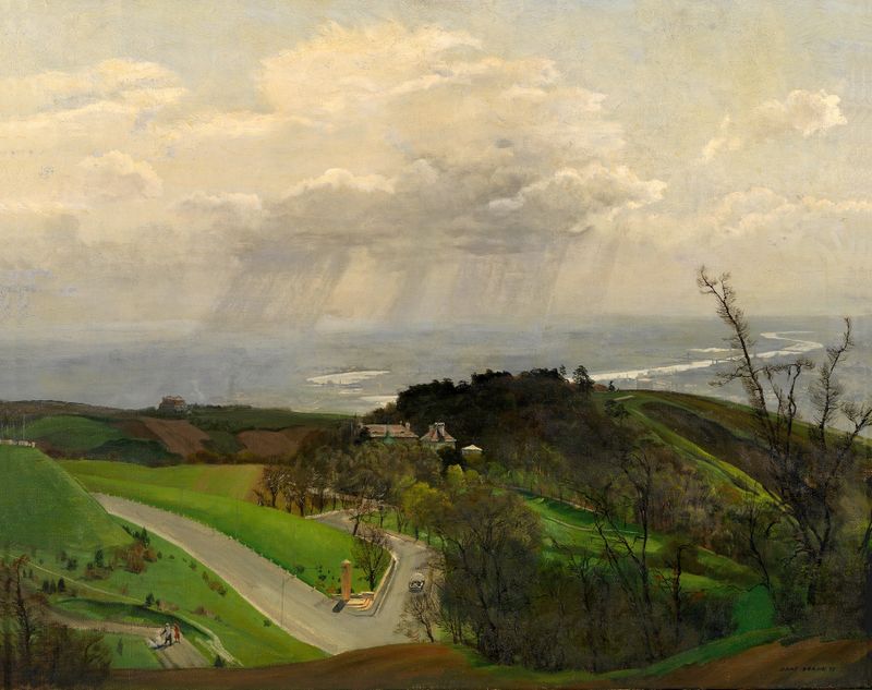 Landscape with a winding road and trees by Hans Frank, 1937