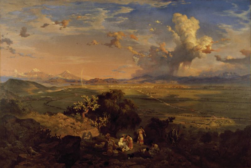 Landscape of The Valley of Mexico by Eugenio Landesio, oil on canvas