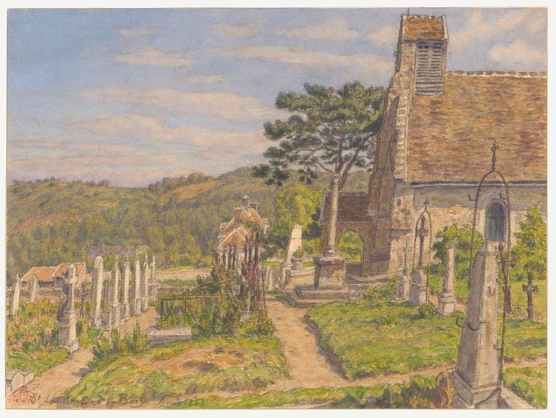 Paisagem pós-impressionista de Henri Rivière, com cores suaves.