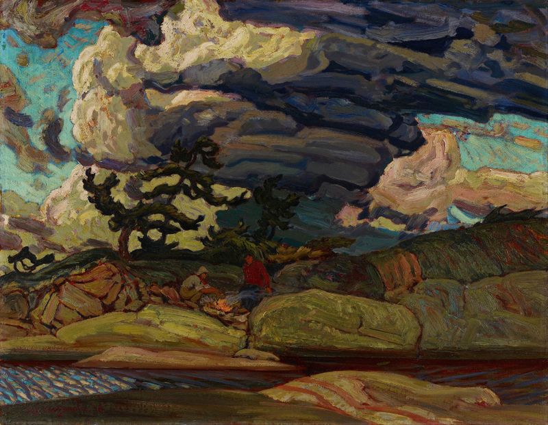 Abstract expressionism by James Edward Hervey MacDonald, featuring vibrant color swirls.