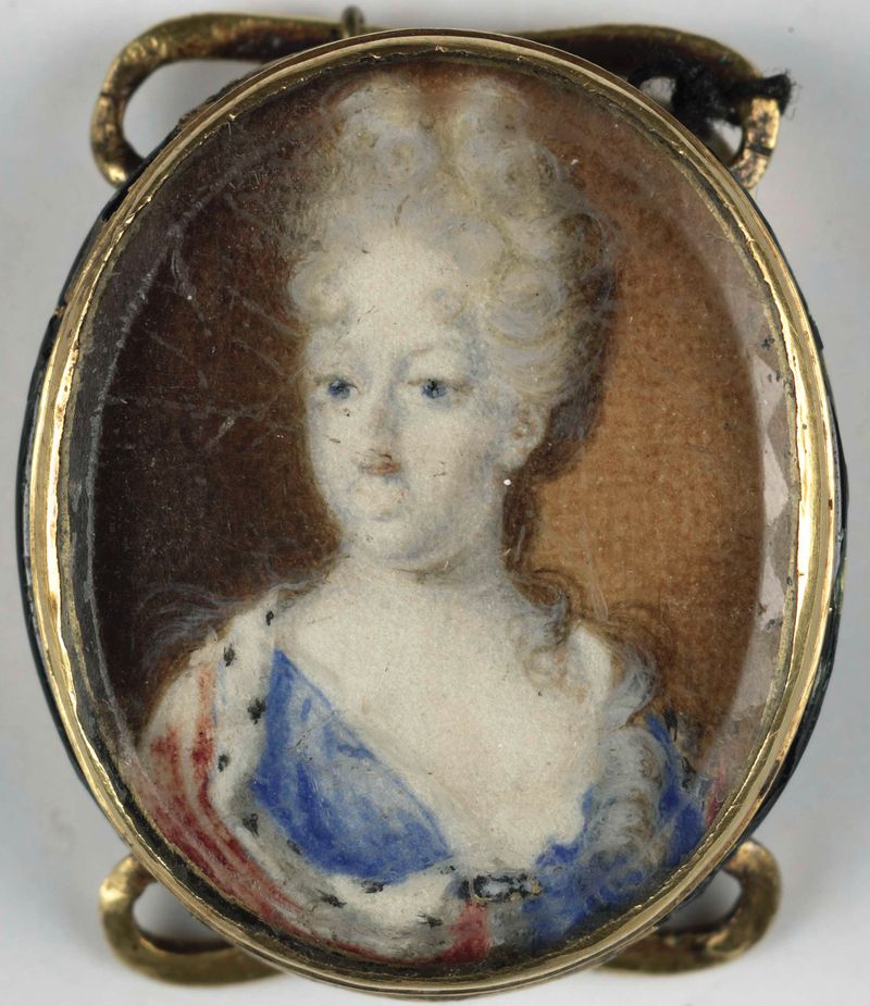 Retrato de una mujer en pergamino por Unknown Artist