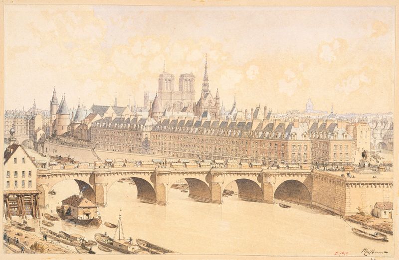 La Cité et le Pont Neuf en 1665 de Fédor Hoffbauer, medio desconocido
