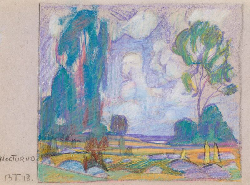 Nocturno by Balder Tomasberg, oil painting depicting a serene night landscape.