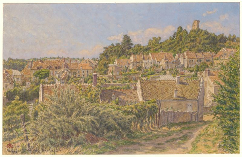 Montfort-l’Amaury de Henri Rivière, Impresionismo, representando un pueblo al anochecer.