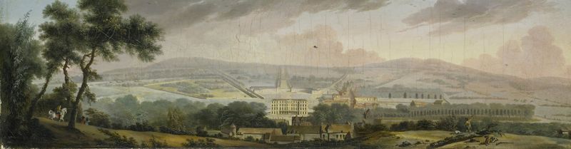 Vista da parte de trás de um palácio, pintura a óleo de Henri Sallembier