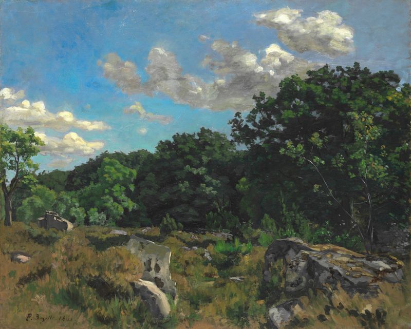 Landscape at Chailly, oil on canvas by Frédéric Bazille, featuring a lush forest path.