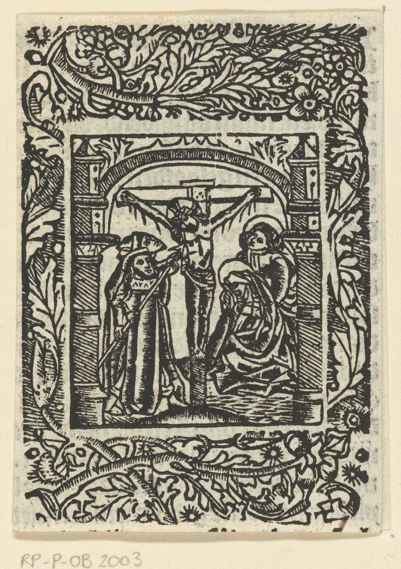 Christus aan het kruis, paper artwork by Meester van de Delbecq-Schreiber-Passie