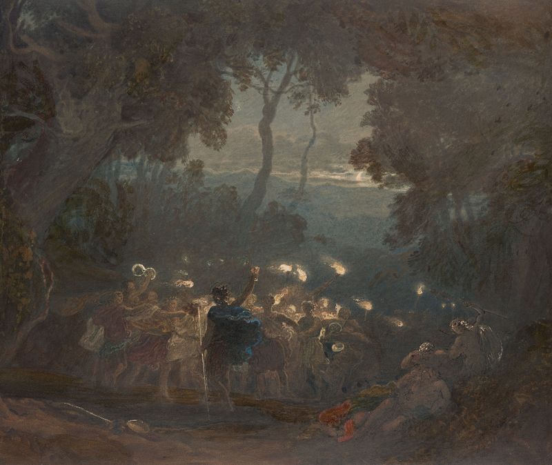Landscape by Francis Oliver Finch, depicting lush greenery in oil painting.
