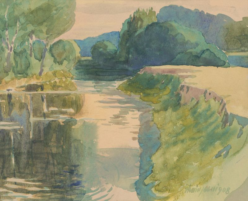 Paisagem com um rio tranquilo de Ján Thain, Impressionismo