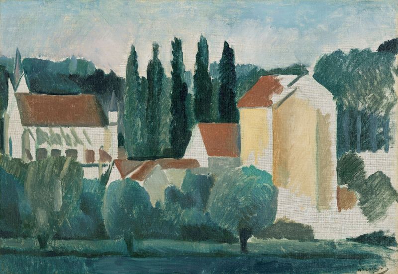 La chapelle-sous-Crécy (Le Moulin) by André Derain, oil painting depicting a vibrant landscape with a chapel.