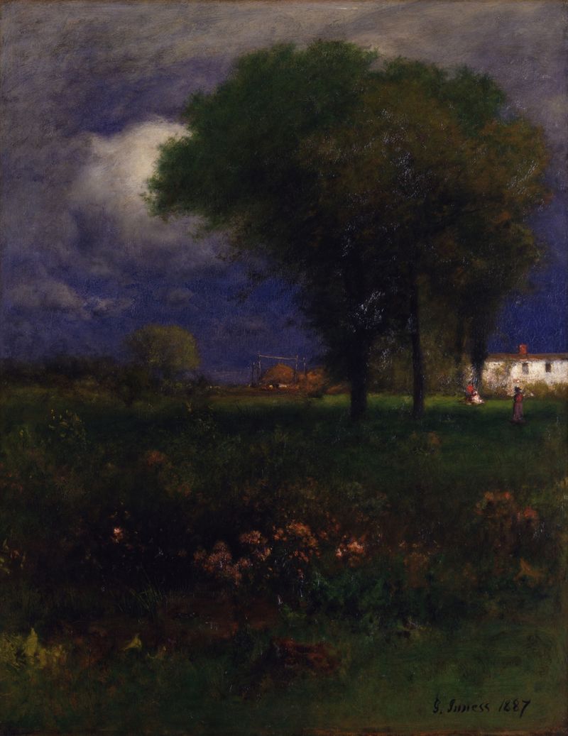 September Afternoon by George Inness, oil on canvas depicting an autumn landscape with trees and a path.