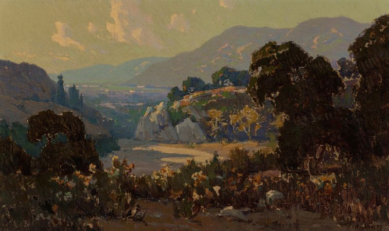 Landscape of Devil’s Gate, California by Elmer Wachtel, oil painting