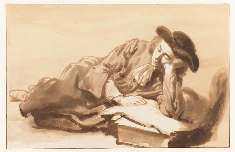 Desenho de um jovem reclinado por Gerbrand van den Eeckhout