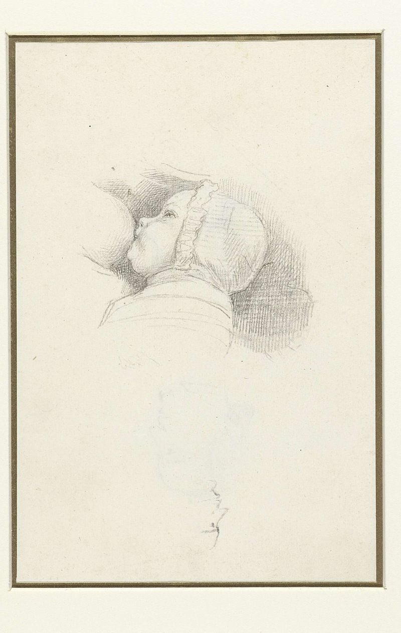 Dibujo rococó de Etienne de Lavallée-Poussin que muestra a un niño amamantando a su madre.