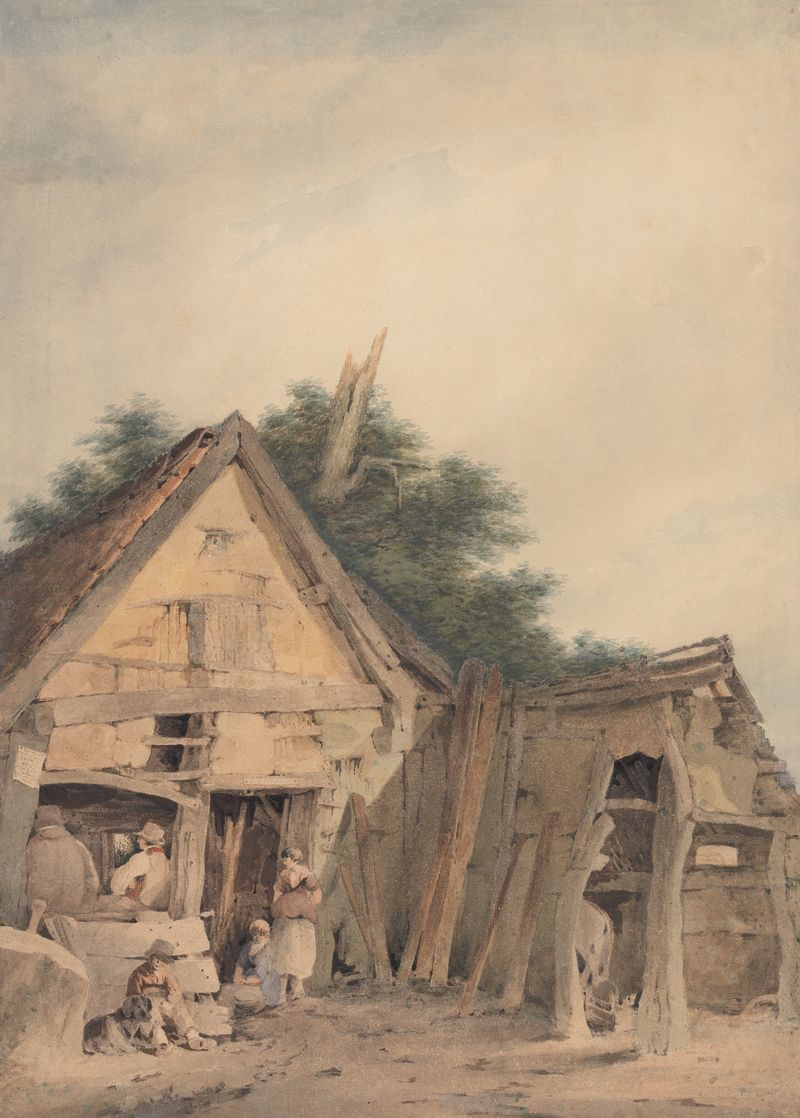 La Forja, óleo sobre lienzo de John Crome, mostrando a un herrero trabajando en un yunque.