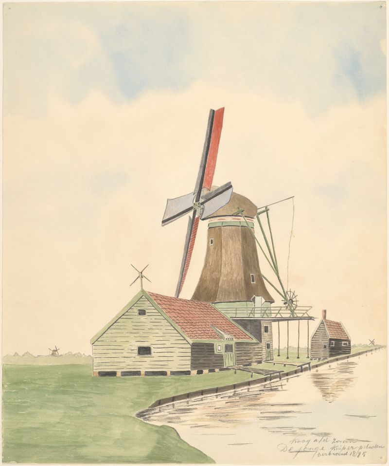 Paisagem com moinho de Johannes Nicolaas Eijman, pintura a óleo
