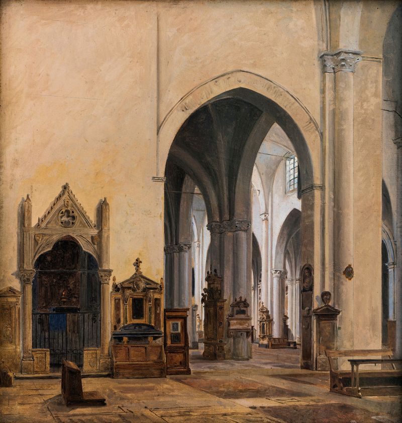 Interior of S. Maria sopra Minerva in Rome, oil painting by Constantin Hansen
