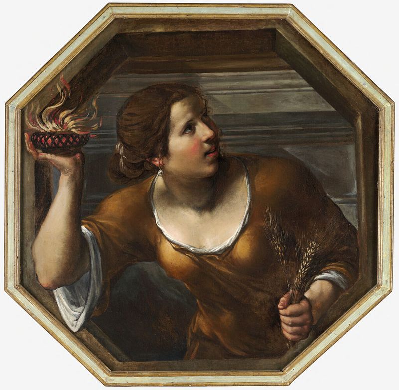 Paisaje con luz solar y vegetación, óleo sobre lienzo de Angelo Caroselli