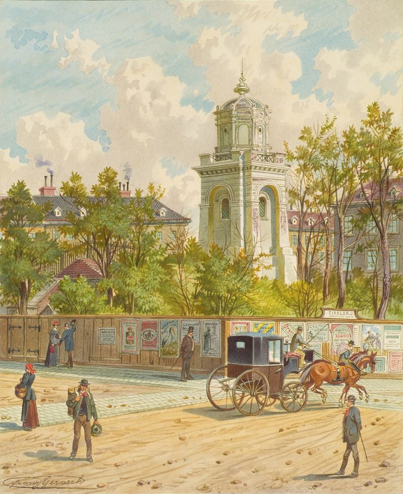 Die Währinger Straße in Wien, oil on canvas by Franz Gerasch