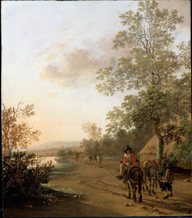 Paisagem com um lago e um caminho, pintura a óleo de Jan Both
