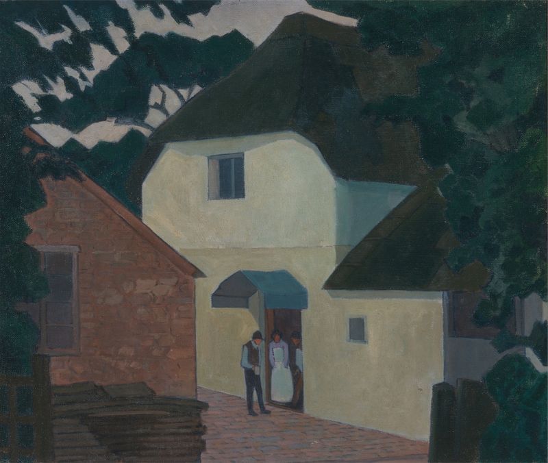 The Caller at the Mill, oil on canvas by Robert Polhill Bevan, depicting a rural landscape with a mill.