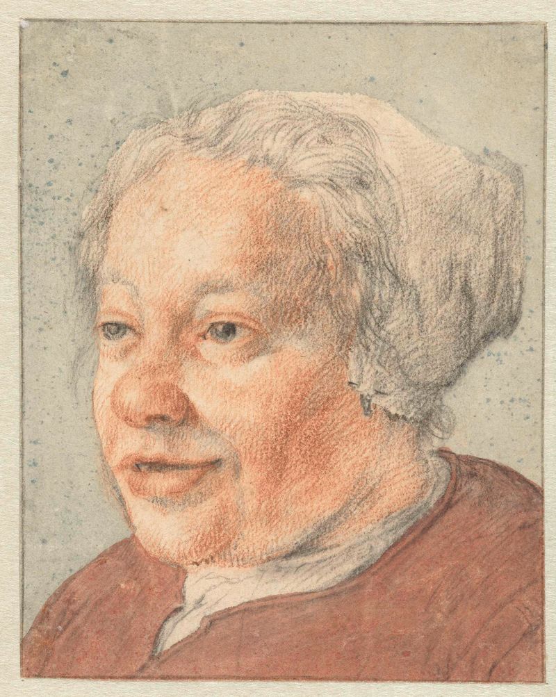 Portrait of a woman by Cornelis Dusart, oil on canvas