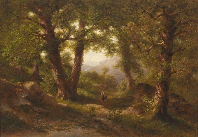 Kastanienhain de Gottfried Seelos, óleo sobre lienzo que representa castaños vibrantes en verano.