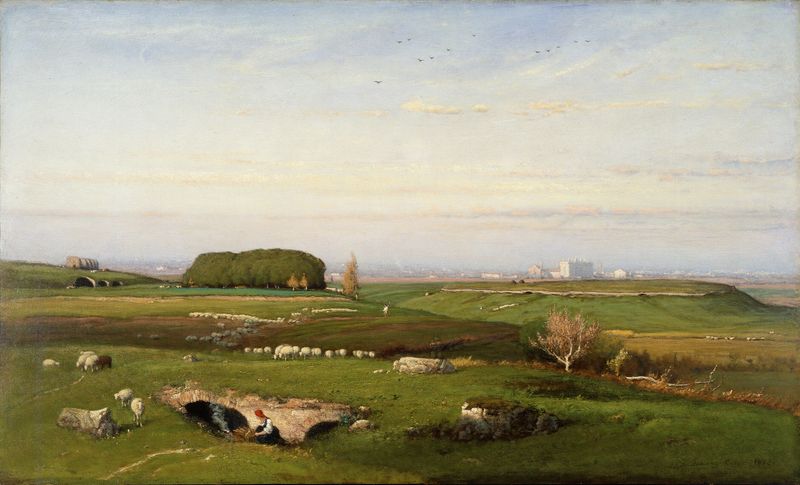 Paisagem da Roman Campagna por George Inness, pintura a óleo