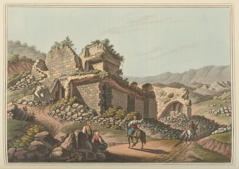 Theatre at Ephesus by Luigi Mayer, depicting ancient ruins in an unknown medium.