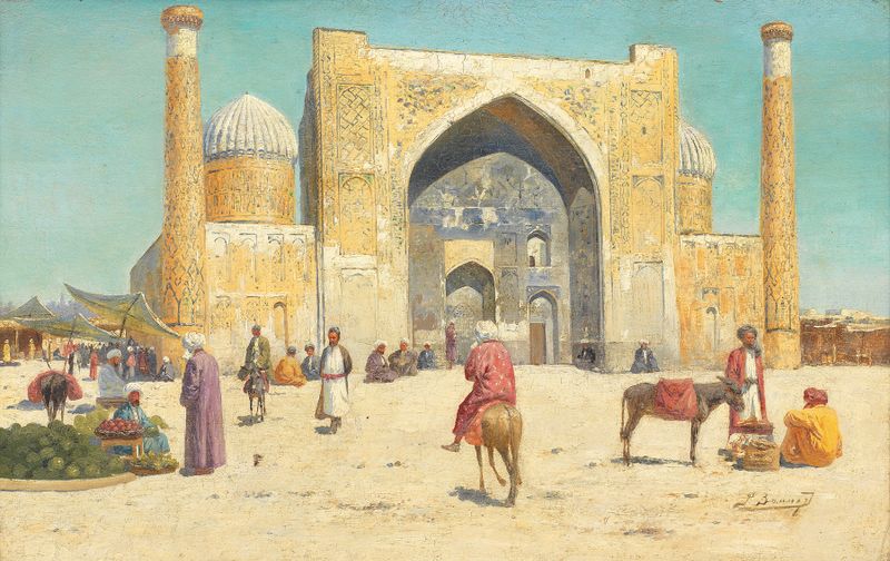 Gate of Kashmir by Richard Karlovich Zommer, oil on canvas depicting a lush valley.