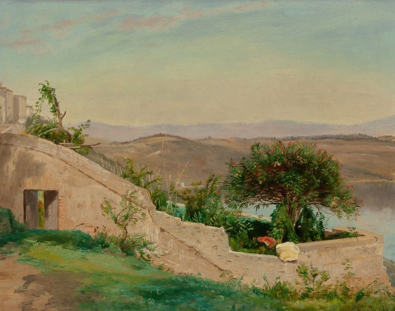 Lago Albano desde el Castillo Gandolfi, óleo sobre lienzo de Worthington Whittredge