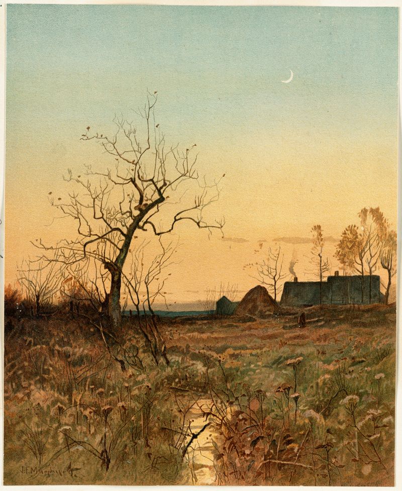 Pintura al óleo de John Francis Murphy que representa árboles otoñales y luz dorada.