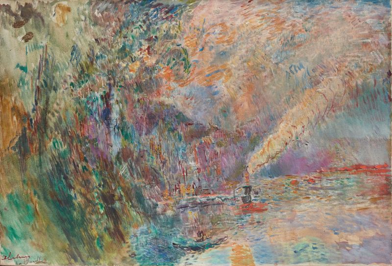 La Seine à La Bouille by Albert Lebourg, oil painting depicting a river at twilight