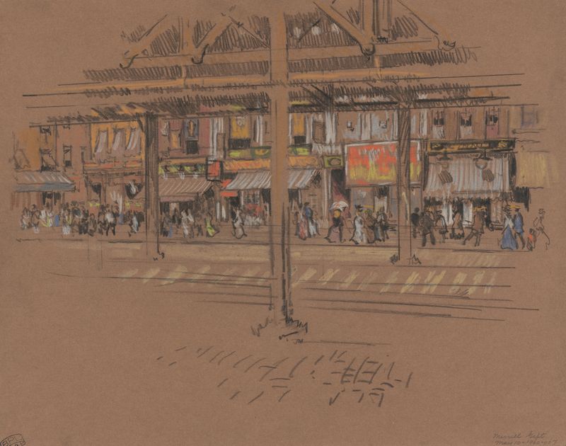 Sixth Avenue by Joseph Pennell, depicting urban architecture in a modern style