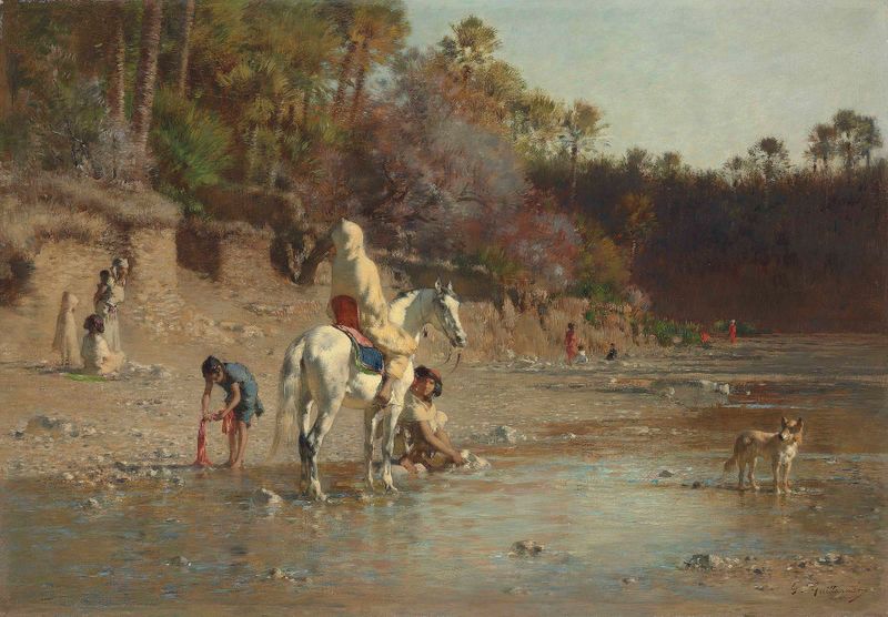 Oil painting by Gustave-Achille Guillaumet depicting the El Kantara river