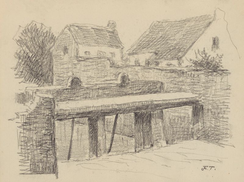 Ecluse à Quenast de Jean-François Taelemans, pintura al óleo que representa un paisaje de canal tranquilo.