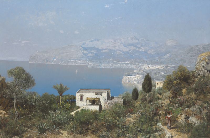 Marine scene depicting gentle waves and sunlight by Edmund Berninger, impressionism