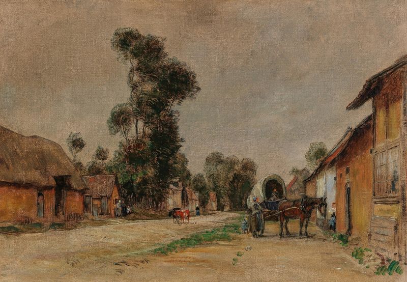 Strasse von Bethencourt de Rudolf Ribarz, simbolismo, retratando uma rua estreita com edifícios evocando silêncio.