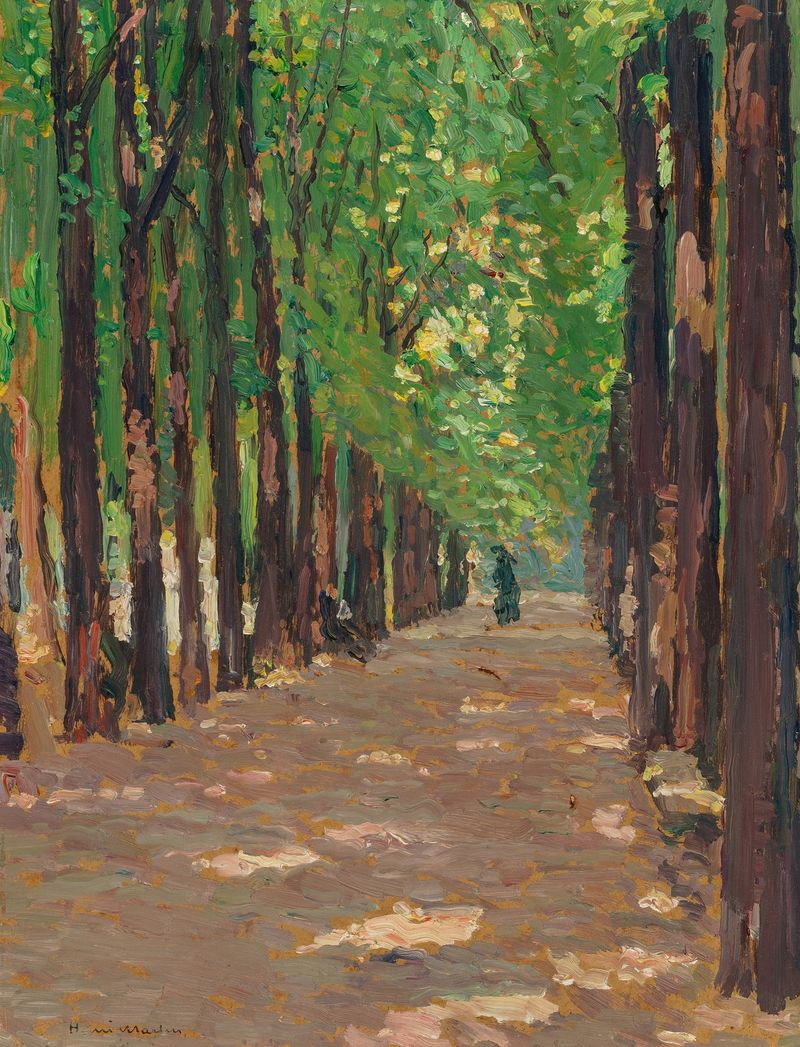 Garden path with foliage and soft light, oil on canvas by Henri Martin.