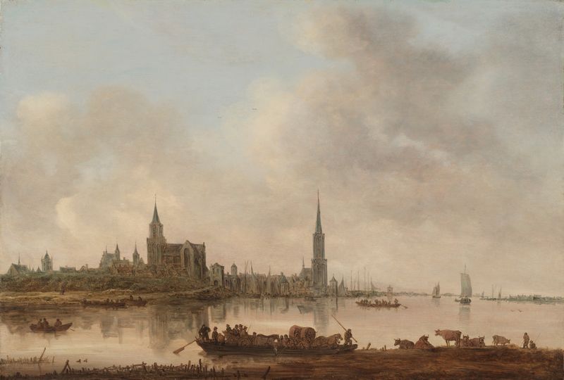 Landscape of View of Emmerich by Jan van Goyen, oil painting, 1645