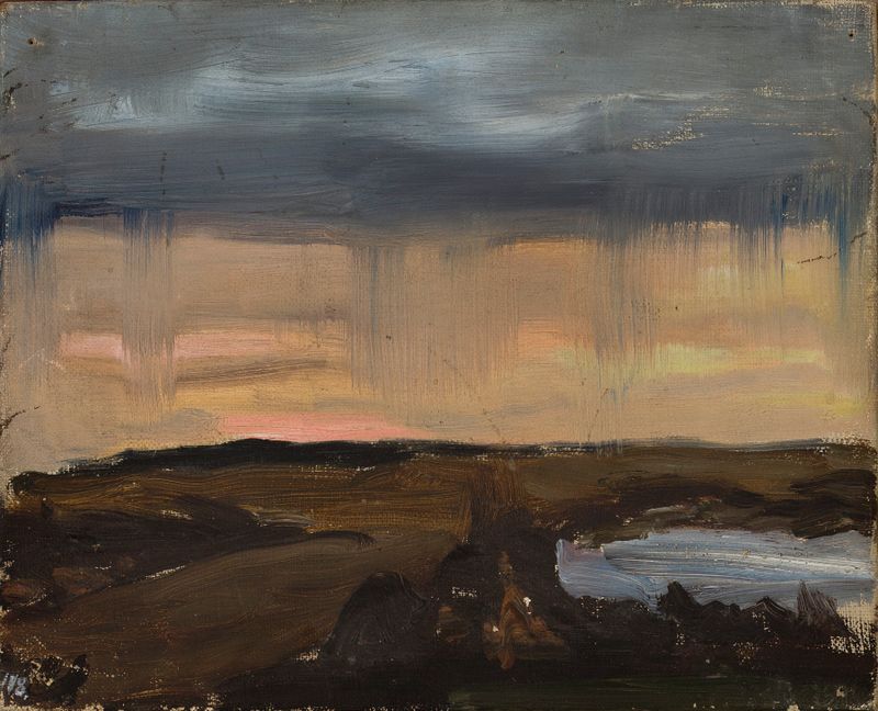 Rain – impressions from the train de Jan Ciągliński, impresionismo, paisaje